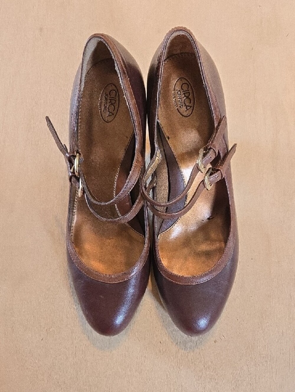 Vintage Circa Joan & David Leather Mary Jane Pump Adjustable Straps Gold Buckle - Picture 4 of 11